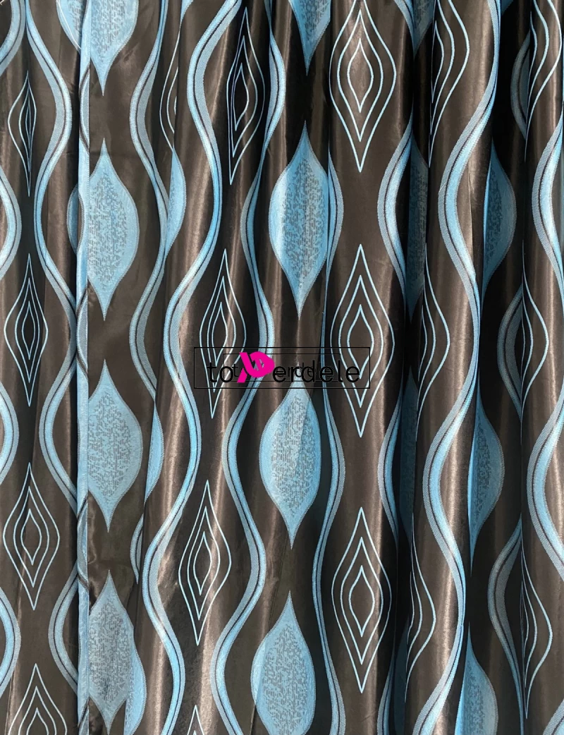 Draperie  neagră  model albastru imagine 3