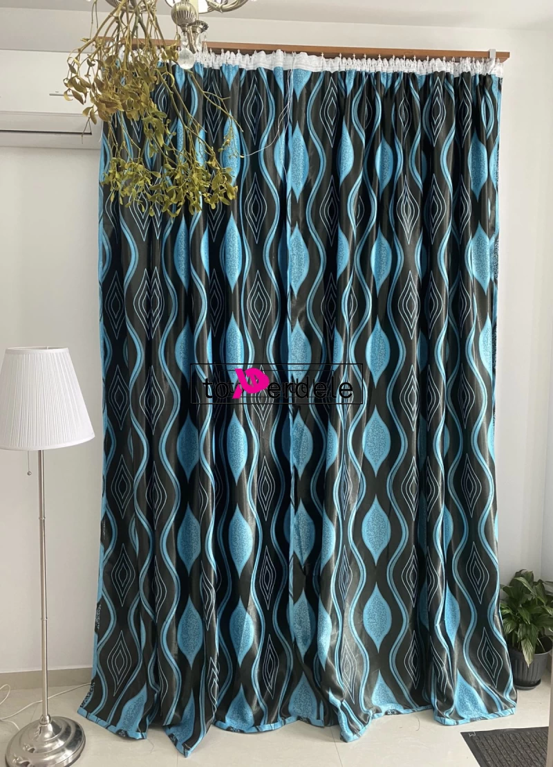 Draperie  neagră  model albastru imagine 4