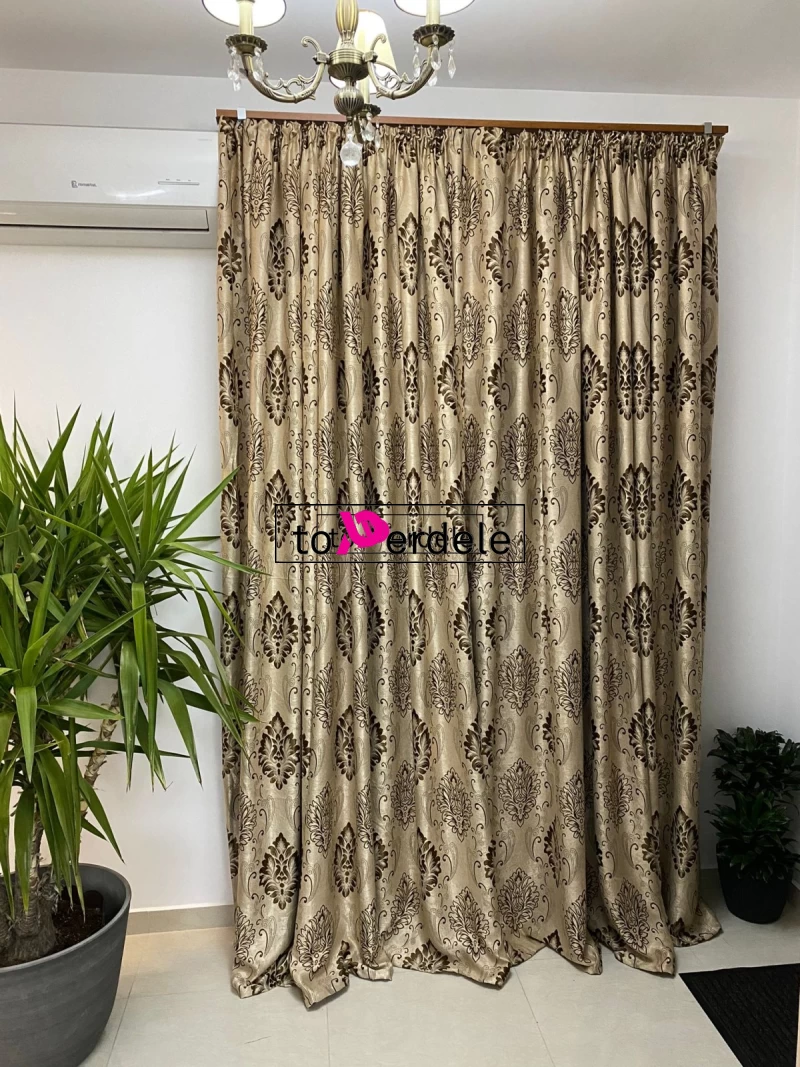 Draperie blackout cafea cu lapte model baroc imagine 3